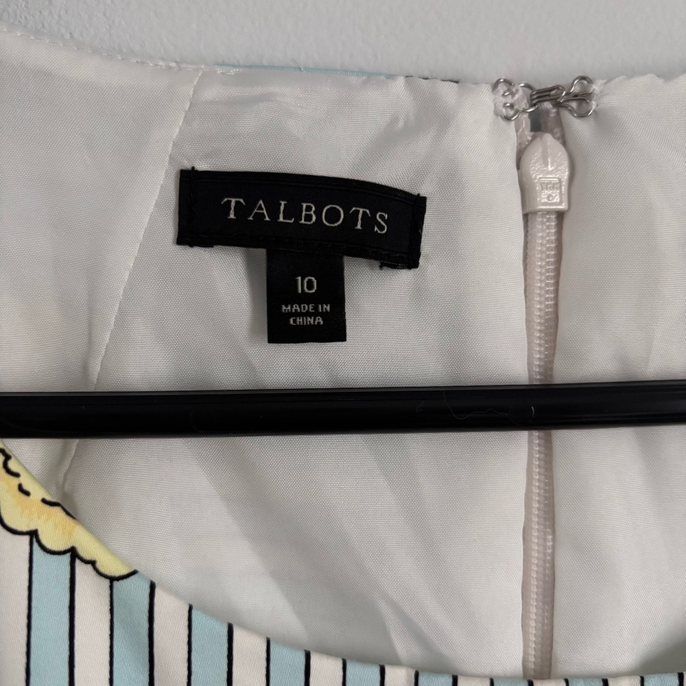 Talbot's Spring Tulip Blue/White Stripe Fit & Flare Cocktail Dress Size 10 - Picture 4 of 12
